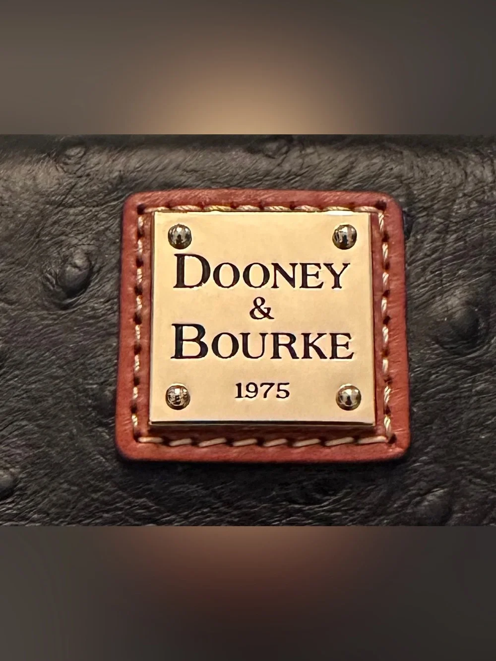 DOONEY & BOURKE BLACK OSTRICH-EMBOSSED CONTINENTIAL CLUTCH
